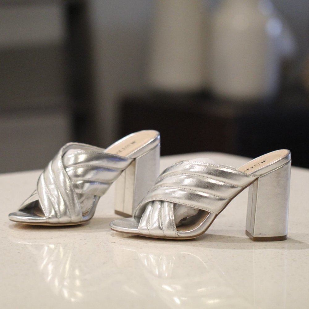 NWOT Silver Slide Sandals